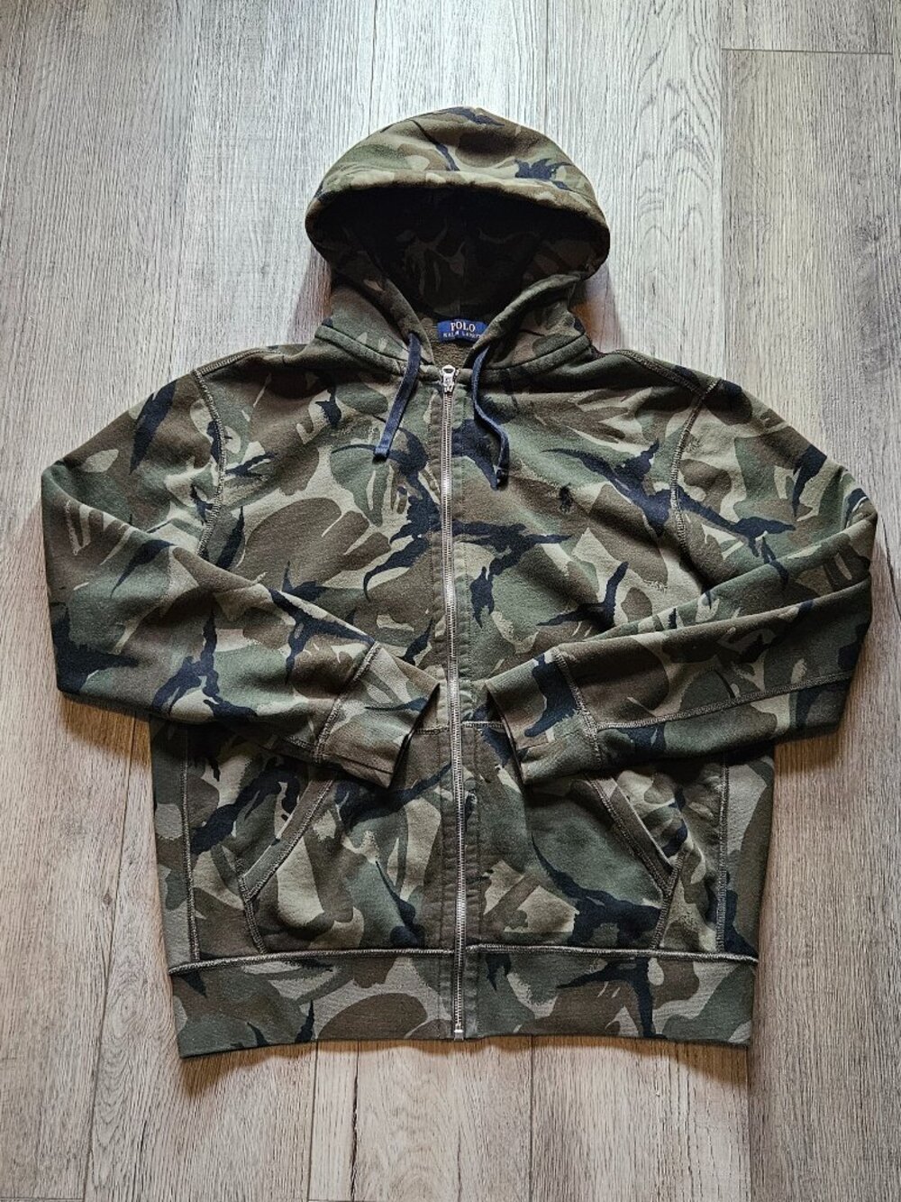 Polo Ralph Lauren Green Camo Full Zip Hooded Sweatshirt Hoodie Men's Size Large